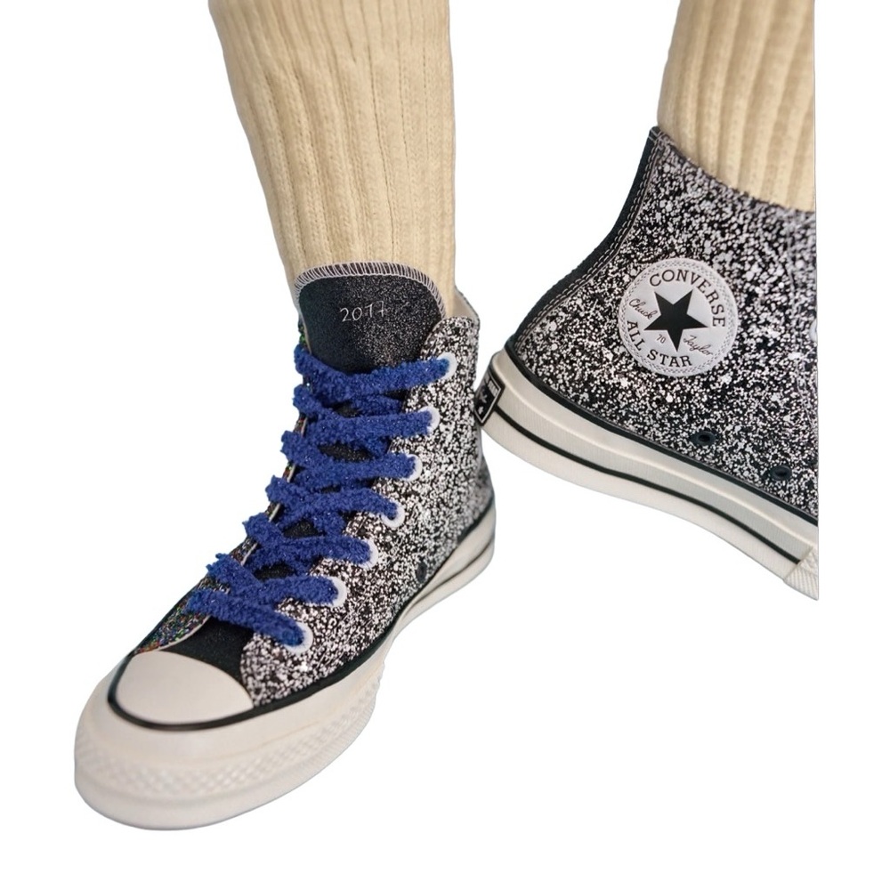 CONVERSE + J.W ANDERSON CHUCK TAYLOR ALLSTARS GLITTER HIGH TRAINERS SZ M9 W11